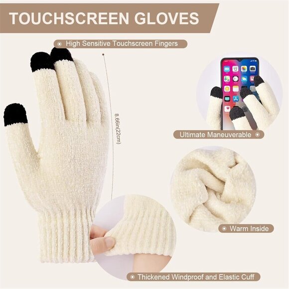 Unisex Winter Beanie Scarf Gloves Set Acrylic Long Neck Warm Accessories main image 4